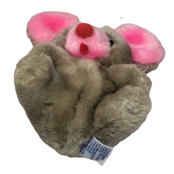Vintage Mary Meyer Stuffed Animal Mouse Plush Gray with Pink Ears and Nose 6" - Picture 3 of 7